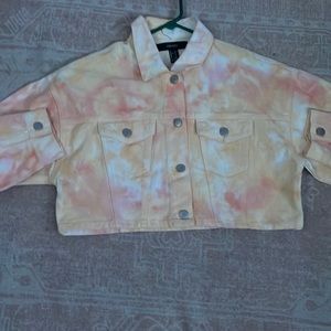 Multicolored jean jacket , Size Small , with two pockets in the front